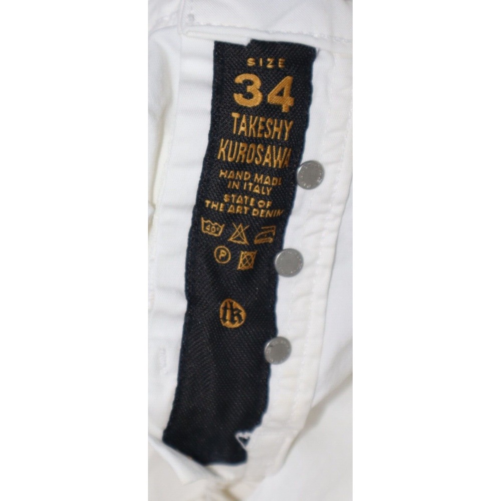 Takeshy Kurosawa Pants Men 34 White 31" TK08 BART Slim Twill Distressed Fray EUC - Picture 8 of 9